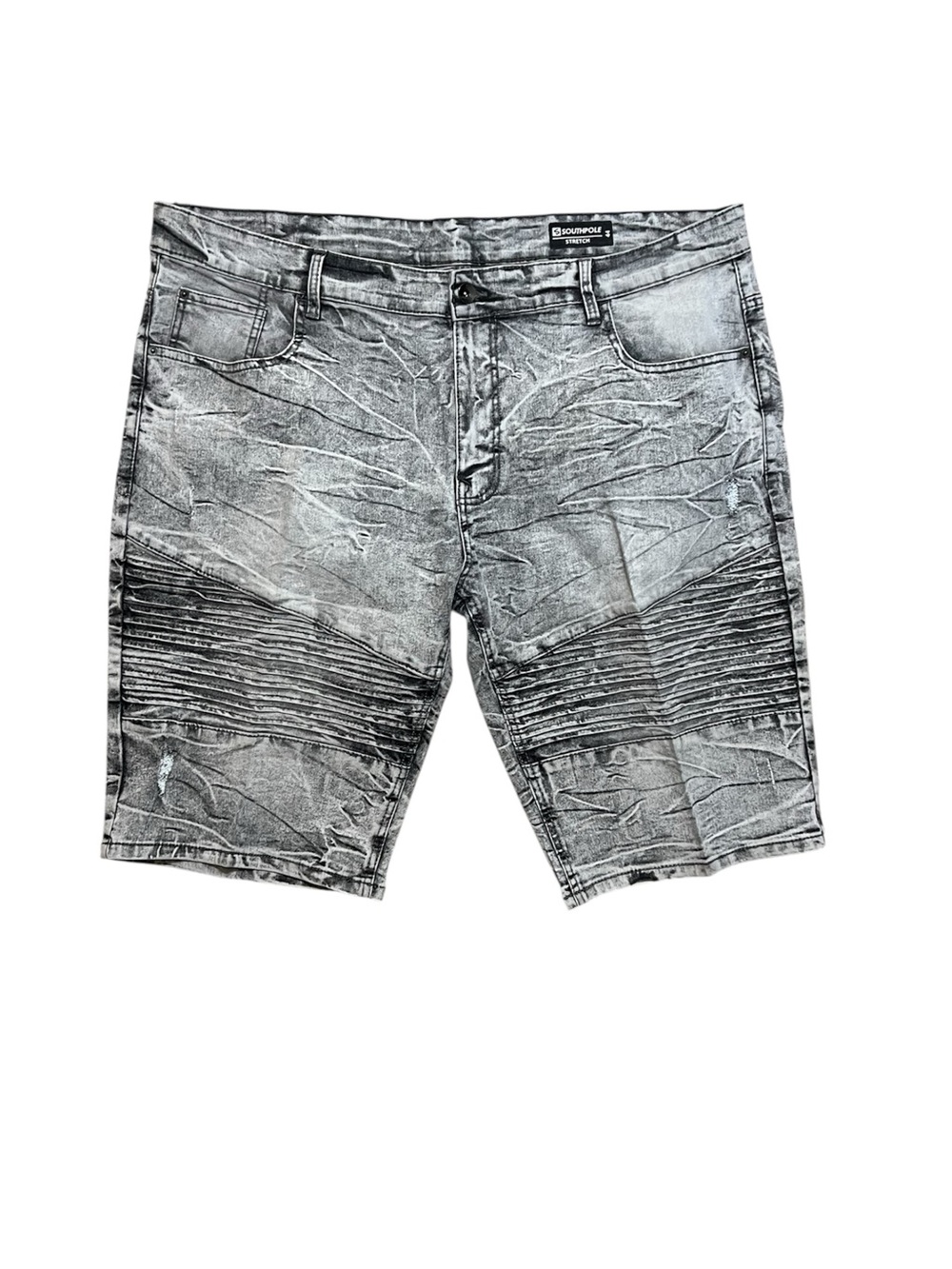 Sz 44 SOUTHPOLE Jeans Shorts Mens Denim Distressed Stretch Y2K Black Gray Wash